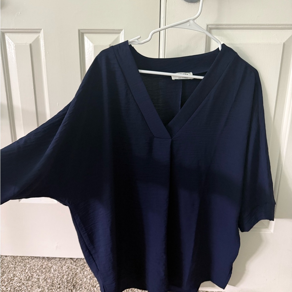 Women's Navy V-Neck Top
